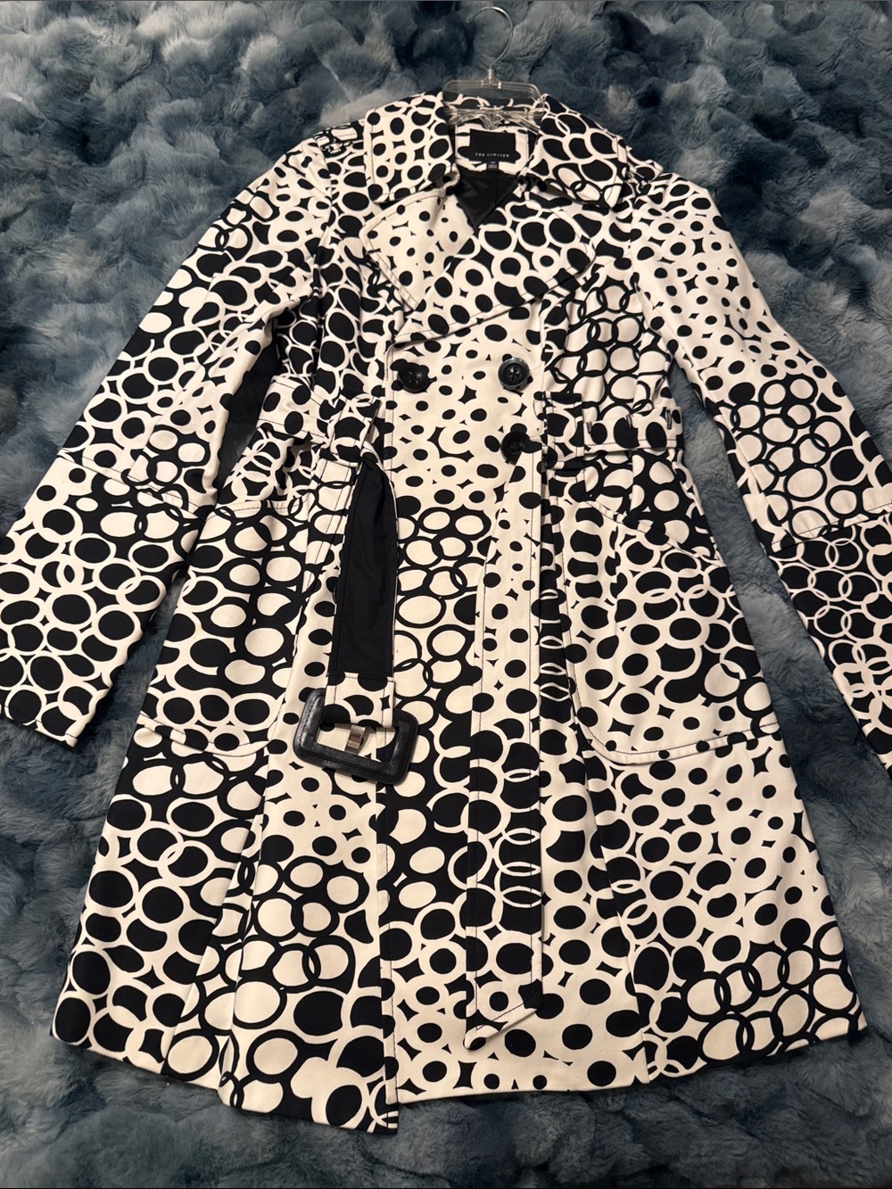 The Limited Black & White Circle Print Trench Coat